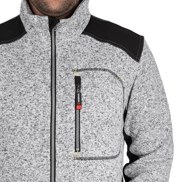 Куртка в'язана SOFTSHELL, сірого кольору з чорними вставками, 100% поліестер, щільність 270 г/м², кишеня на грудях і дві бічні, XL INTERTOOL SP-3114