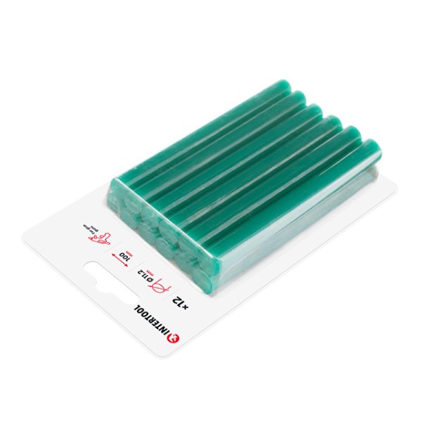 Комплект клейових стрижнів зелених, 11,2×100 мм, 12 шт. INTERTOOL RT-1056