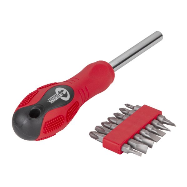 Викрутка магнітна 1/4", 10*50 мм, з комплектом насадок 15 од., CrV INTERTOOL HT-0415