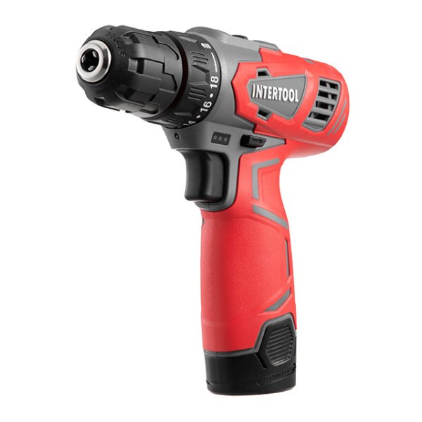 Дриль-шурупокрут акумуляторний 12 В, 30 Нм, 0-350/0-1300 об/хв., 0.8-10 мм, 1.5 Аг INTERTOOL DT-0310