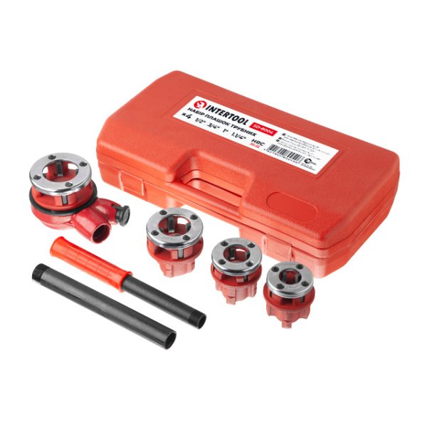 Набір плашок трубних 4 шт, для нарізання різьби: 1/2", 3/4", 1", 1 1/4" INTERTOOL SD-8004
