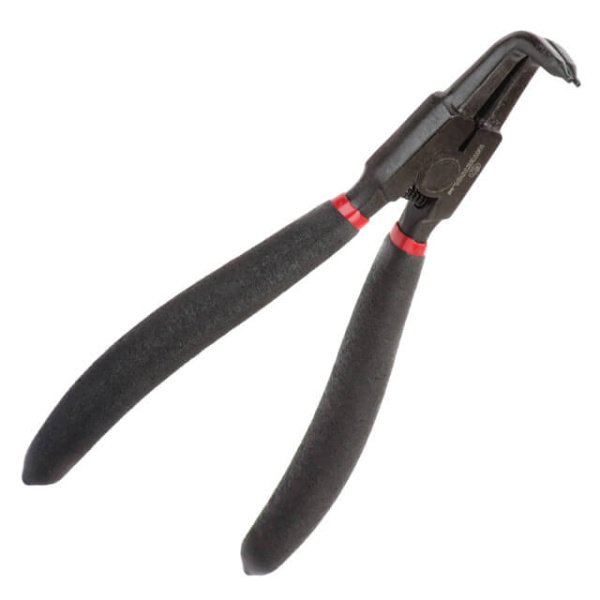 Щипці для зняття і встановлення стопорних кілець 180 мм, вигнуті на розтискання, 40CrV, фосфатовані, поліровані INTERTOOL HT-7019