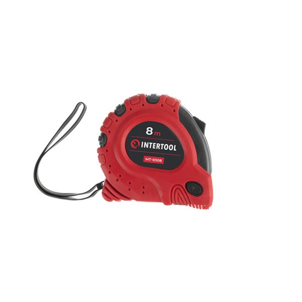Рулетка з металевим полотном, з фіксатором, 8 м, 25 мм, "Супер Магніт" INTERTOOL MT-0308