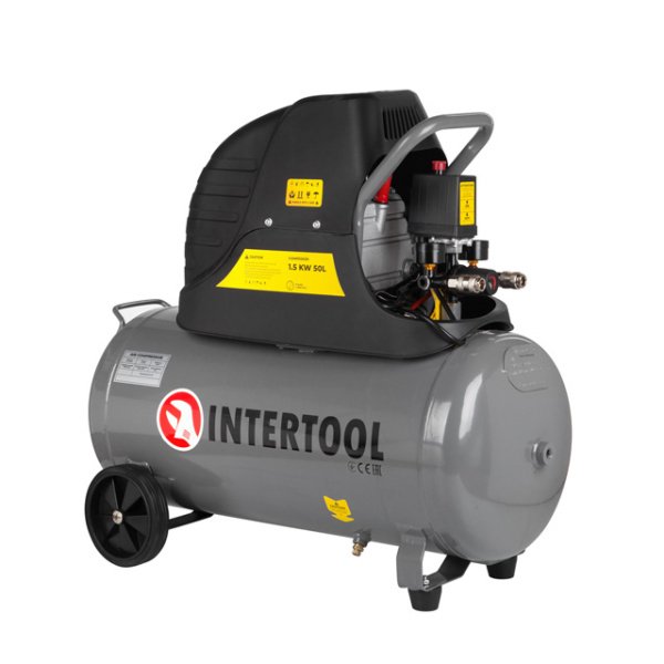 Компресор 50 л, 1500 Вт, 220 В, 8 aтм, 206 л/хв. INTERTOOL PT-0003