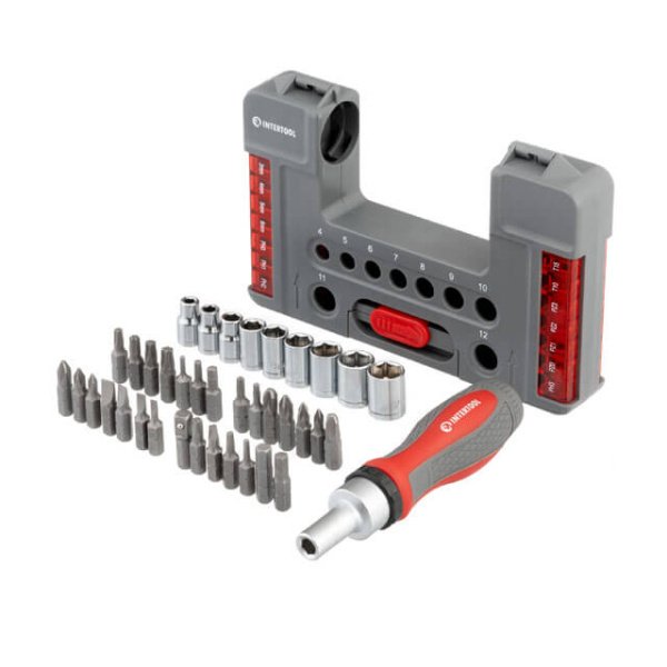 Викрутка реверсивна з комплектом насадок і головок 38 од, STORM INTERTOOL VT-3638