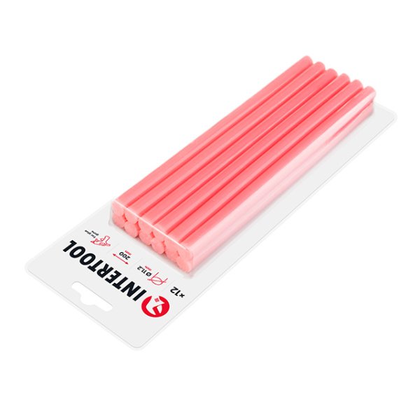 Комплект клейових стрижнів рожевих, 11,2×200 мм, 12 шт. INTERTOOL RT-1046