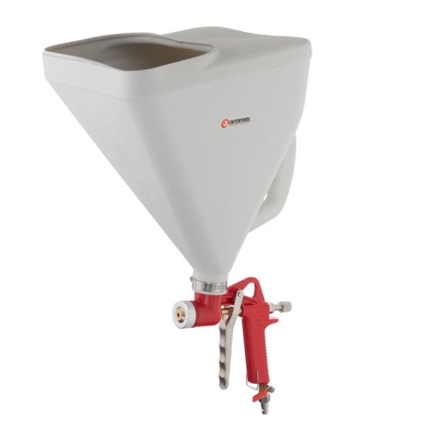 Розпилювач штукатурний пневматичний, форсунки: 4, 6, 8 мм, верхній пластиковий бачок, 9000 мл, 3-6 атм INTERTOOL PT-0403
