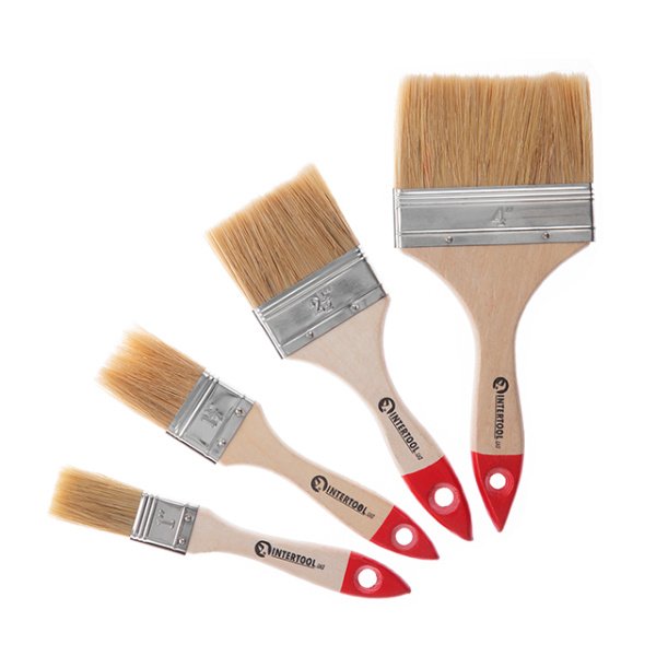 Набір пензлів флейцевих, 4 шт. (25, 36, 63, 102 мм) INTERTOOL KT-1004