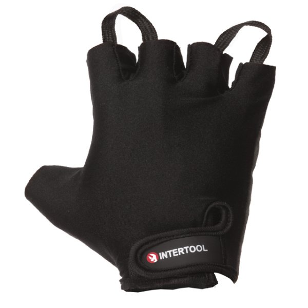 Рукавичка без пальців, еко шкіра "amara", захисні вставки на долоні, вставки з лайкри на тильній стороні, фіксація ремінцем на липучці, 10" INTERTOOL SP-0146