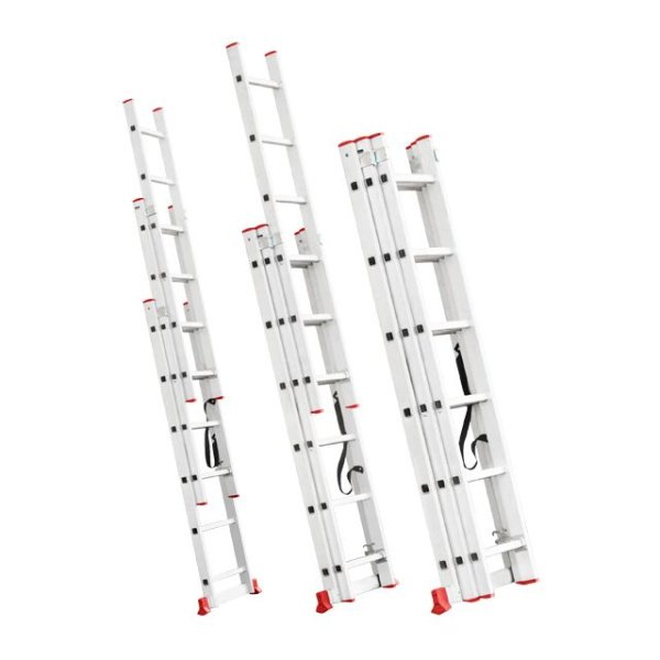 Драбина з алюмінію, 3-х секційна універсальна розкладна, 3x6 сход., 3,4м INTERTOOL LT-0306
