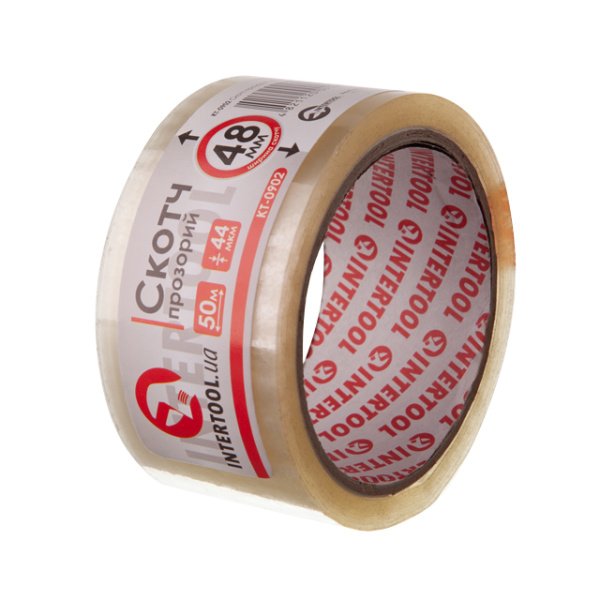 Скотч прозорий, 50 м × 48 мм, 44 мкм INTERTOOL KT-0902