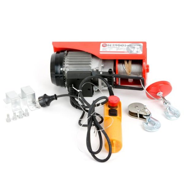 Лебідка електрична, 230 В, 0,5 кВт, 125/250 кг, трос: 3,0 мм × 12 м INTERTOOL GT1481