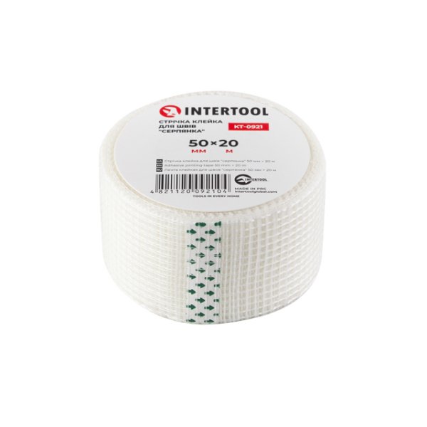 Стрічка клейка для швів "серпянка", 20 м, 50 мм INTERTOOL KT-0921