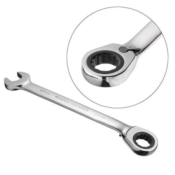 Ключ комбінований із тріскачкою 24 мм, CrV, PROF DIN3113 INTERTOOL XT-1324