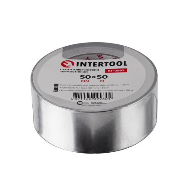 Скотч алюмінієвий термостійкий, 50 м, 50 мм INTERTOOL KT-0993
