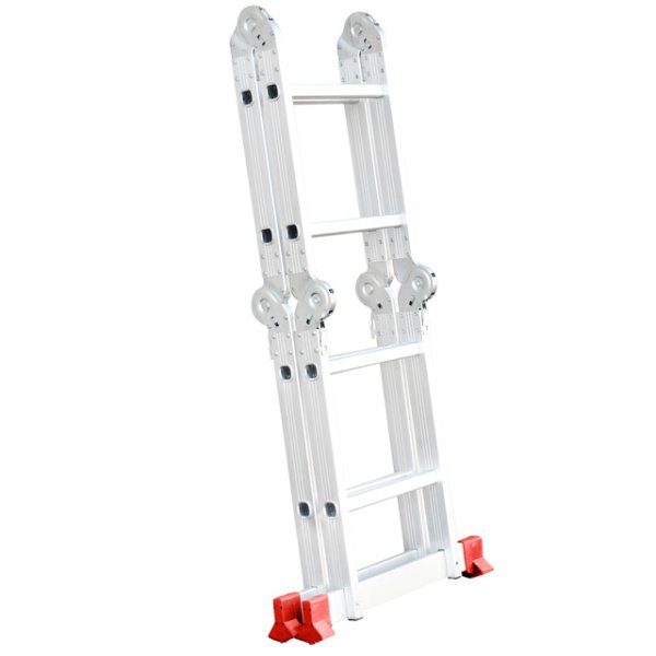 Драбина алюмінієва багатофункціональна трансформер, 4×2 сходинки, 2,38 м, 150 кг INTERTOOL LT-0028