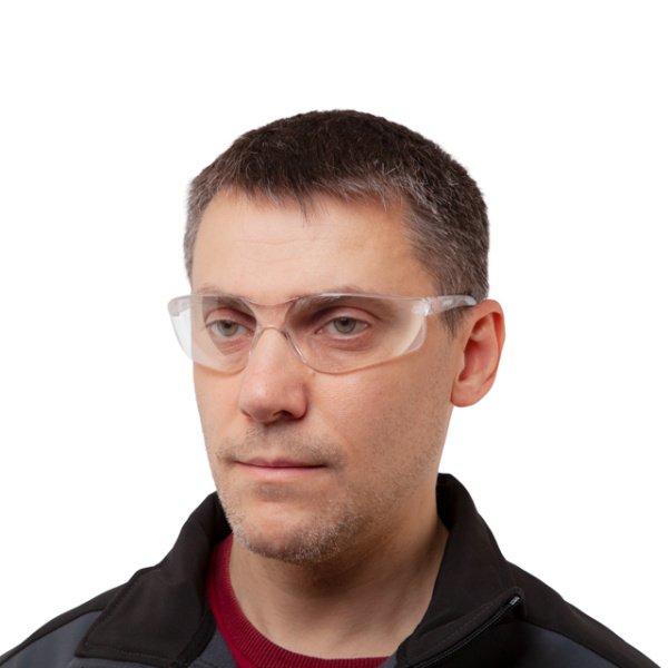 Окуляри захисні, прозорі, лінзи полікарбонат, заушники полікарбонат, захист від удару INTERTOOL SP-0087