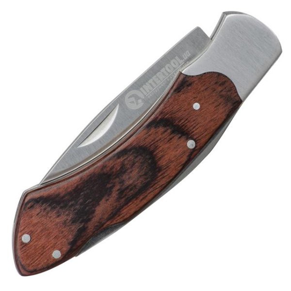 Ніж складаний, 181 мм, ручка з дерев'яними вставками INTERTOOL HT-0594