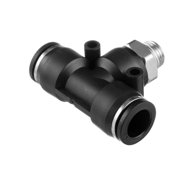 З'єднання цангове Т-образне для поліуретанових та ін. шлангів 12×12 мм, 1/4" зовнішня різьба INTERTOOL PT-2354