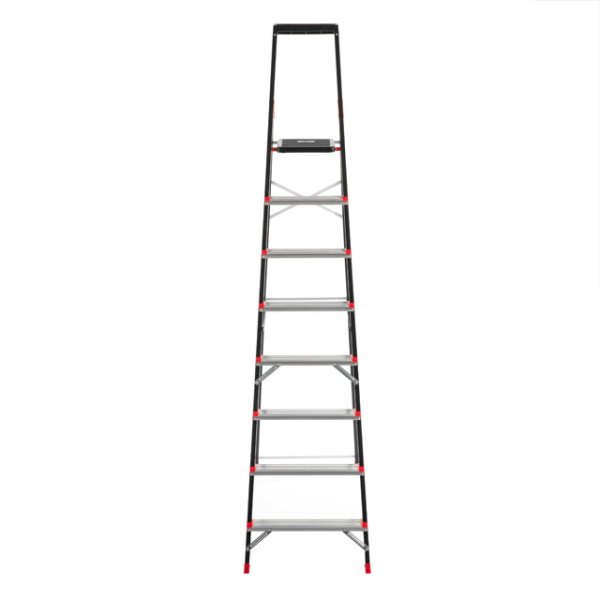 Драбина 8 сходинок, лоток для інвентарю, сталевий профіль, висота верхньої сходинки 1720 мм, 527х1437х2221мм, 150кг INTERTOOL LT-0058