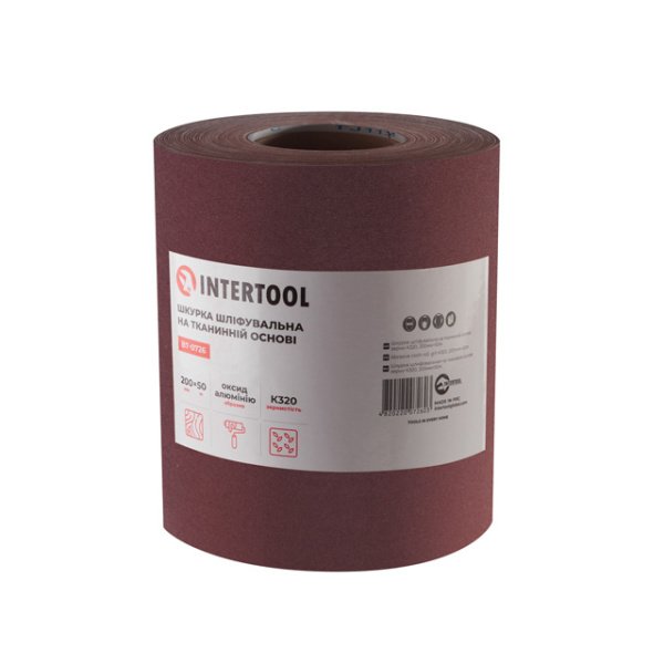 Шкурка шліфувальна на тканинній основі К320, 20cм x 50м INTERTOOL BT-0726