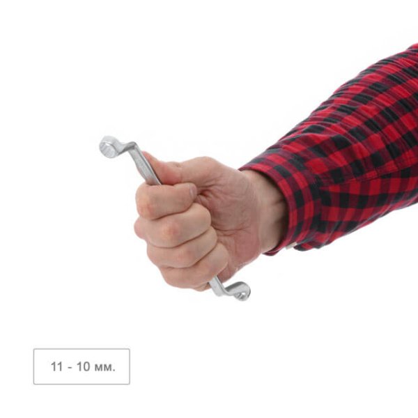 Ключ накидний, 10-11 мм, Cr-V, покриття сатин-хром, DIN838, STORM INTERTOOL XT-1210