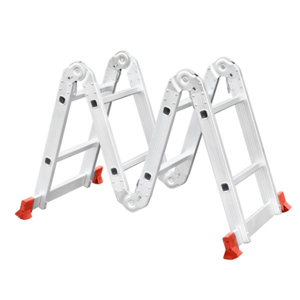 Драбина алюмінієва багатофункціональна трансформер, 4×2 сходинки, 2,38 м, 150 кг INTERTOOL LT-0028