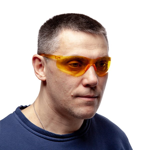 Окуляри захисні, жовті, лінзи полікарбонат, заушники полікарбонат, захист від удару INTERTOOL SP-0086