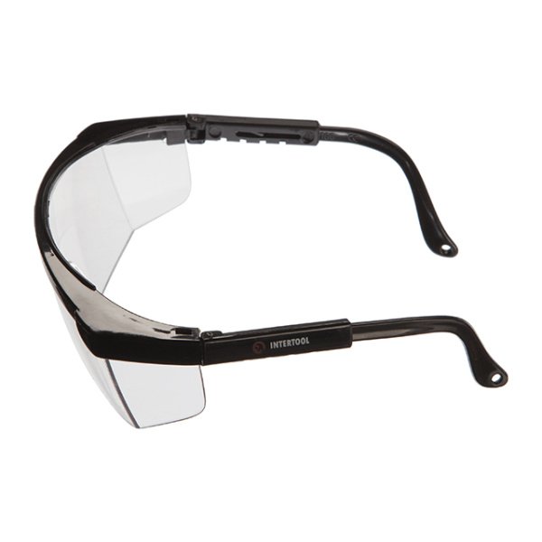 Окуляри захисні, прозорі, лінзи полікарбонат, регульовані нейлонові заушники, захист від удару, оптичний клас 1 INTERTOOL SP-0080