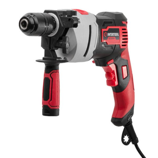 Дриль ударний 900Вт, 0-2800об/хв, 1,5-13мм, метал. корпус редуктора, самозатискний патрон INTERTOOL WT-0119