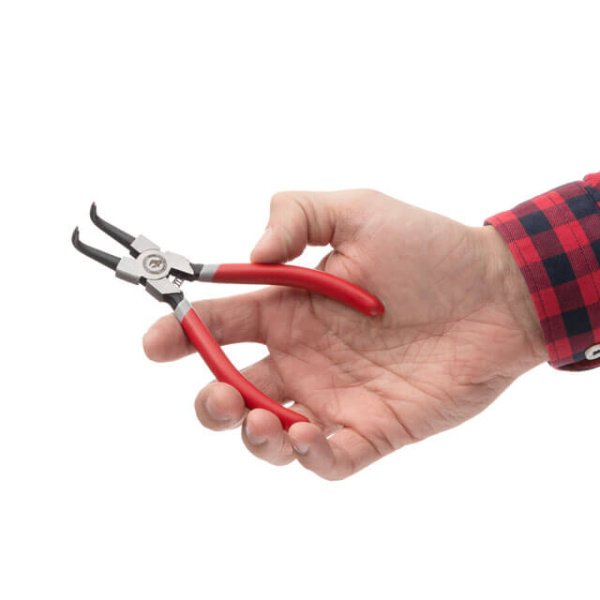 Щипці для зняття та установки стопорных кілець 150мм, вигнуті на стиск INTERTOOL HT-7006