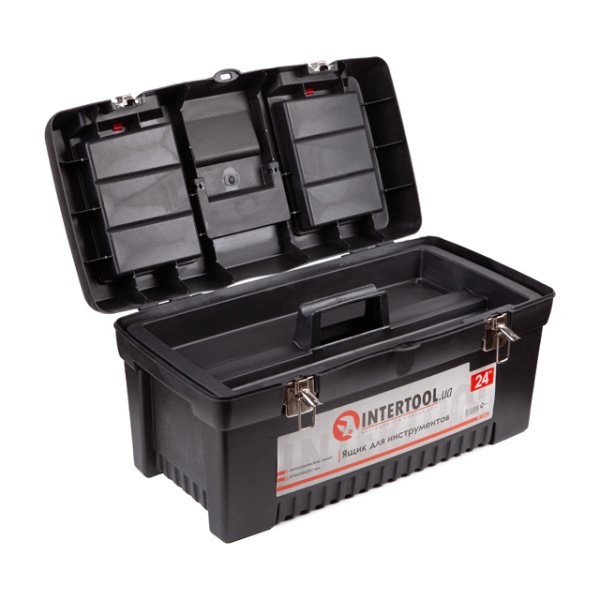 Ящик для інструментів з металевими замками, 24": 610*255*251 мм INTERTOOL BX-1024
