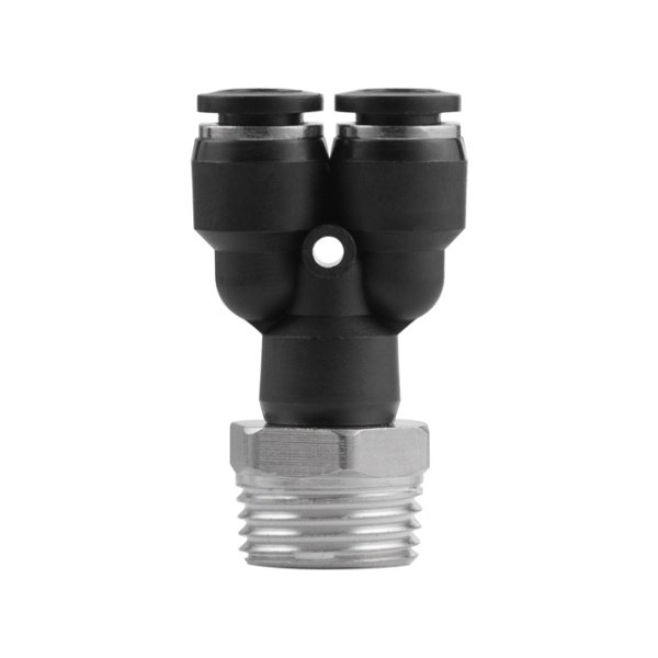 З'єднання цангове Y-образне для поліуретанових та ін. шлангів 8×8 мм, 1/2" зовнішня різьба INTERTOOL PT-2387