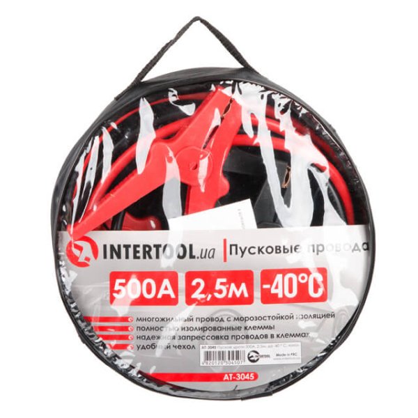 Пускові дроти 500А, 2.5м, до -40 ° C, чохол INTERTOOL AT-3045