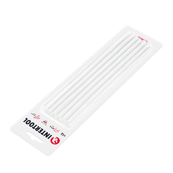 Комплект клейових стрижнів прозорих, 7,4×200 мм, 12 шт. INTERTOOL RT-1030