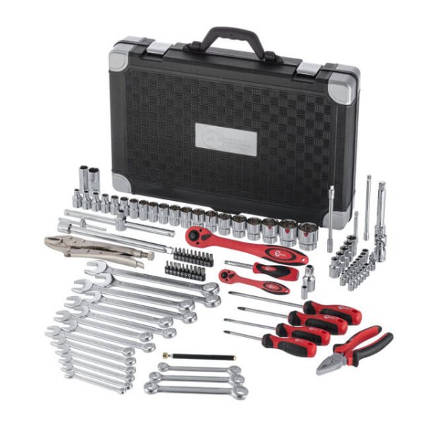 Набір інструментів, проф., 1/2" + 1/4", Cr-V, 101 од., головки: 4-32 мм, E4-E18, біти 21 од., ключі: 8-24 мм, кейс INTERTOOL ET-7101