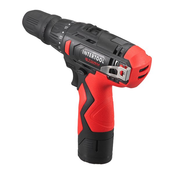 Дриль-шурупокрут акумуляторний, 12 В, 30 Nm, 0-350/0-1300 об/хв, патрон 0,8-10 мм, 2,0 Аг, знімний патрон INTERTOOL WT-0318