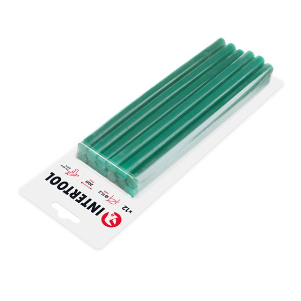 Комплект клейових стрижнів зелених, 11,2×200 мм, 12 шт. INTERTOOL RT-1057