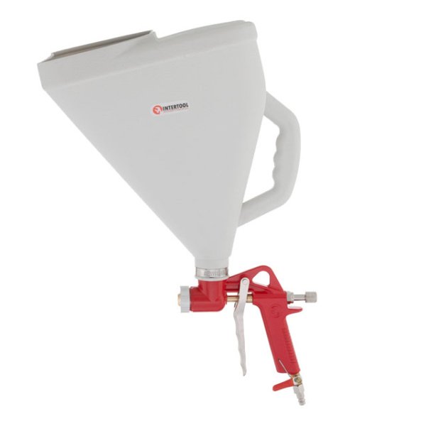 Розпилювач штукатурний пневматичний, форсунки: 4, 6, 8 мм, верхній пластиковий бачок, 9000 мл, 3-6 атм INTERTOOL PT-0403
