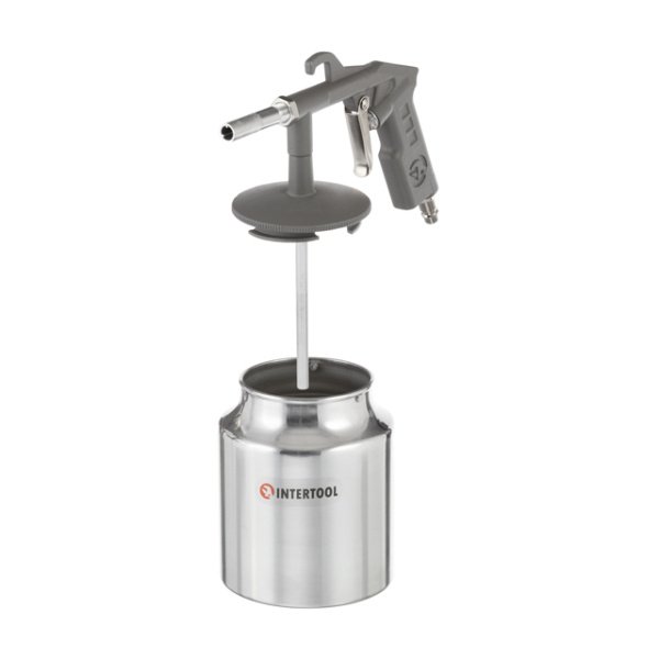 Пістолет піскоструминний форсунка 6 мм, нижня подача піску, бачок 1000 мл, метал, 8 атм INTERTOOL PT-0705