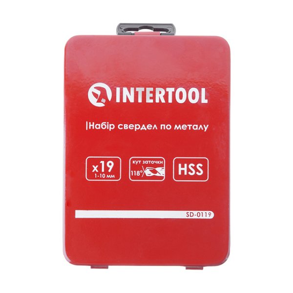 Набір свердел по металу HSS, 19 шт. (1,0-10,0 мм), полірована сталь INTERTOOL SD-0119
