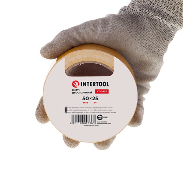 Скотч двосторонній, 25 м, 50 мм, на поліпропіленовій основі INTERTOOL KT-0953