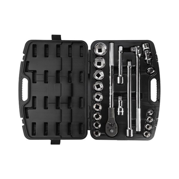 Набір інструментів, проф., 3/4", Cr-V, 20 од., головки: 19-50 мм, кейс INTERTOOL ET-6023