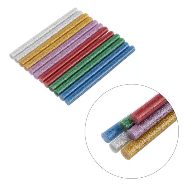 Комплект кольорових перламутрових клейових стрижнів 7,4 мм * 100 мм, 12 шт INTERTOOL RT-1033