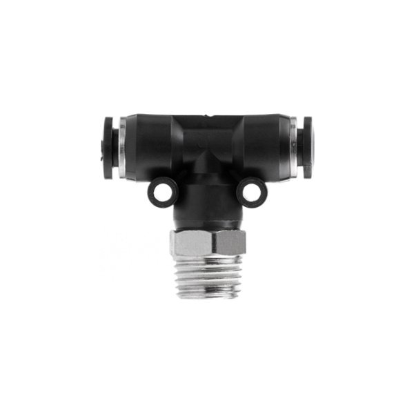 З'єднання цангове Т-образне для поліуретанових та ін. шлангів 6×6 мм, 1/4" зовнішня різьба INTERTOOL PT-2351