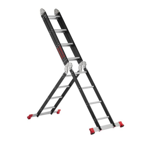 Драбина багатофункціональна трансформер, 4×4 сходинки, сталевий профіль, 4,45 м, 150 кг INTERTOOL LT-0024