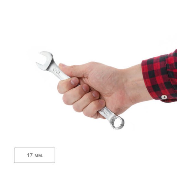 Ключ комбінований 17 мм, CrV, покриття Сатин-хром PROF DIN3113 INTERTOOL XT-1017