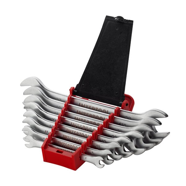 Набір ключів ріжкових, 8 шт., 6-22 мм Cr-V INTERTOOL HT-1002