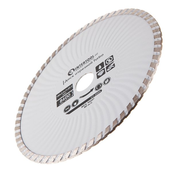 Диск відрізний алмазний Turbo, 180 мм, 16-18%, 8600 об/хв INTERTOOL CT-2004
