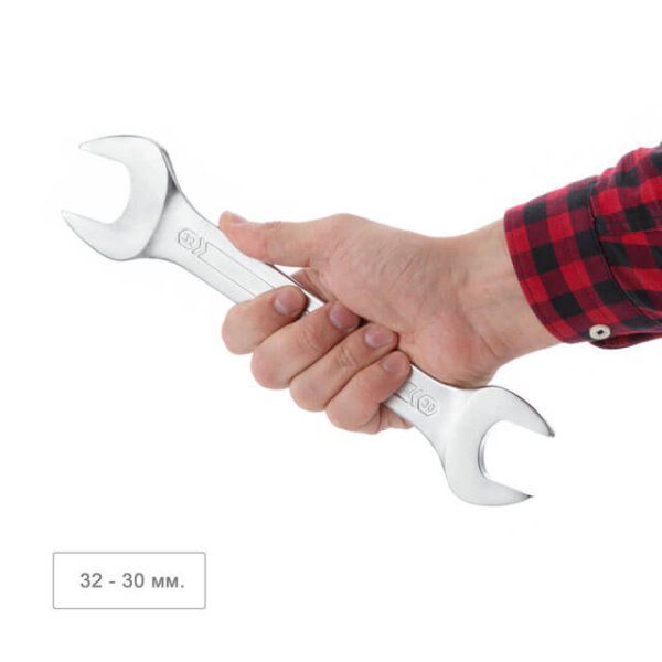 Ключ ріжковий, 30-32 мм, Cr-V, покриття: сатин-хром, DIN3110, STORM INTERTOOL XT-1130